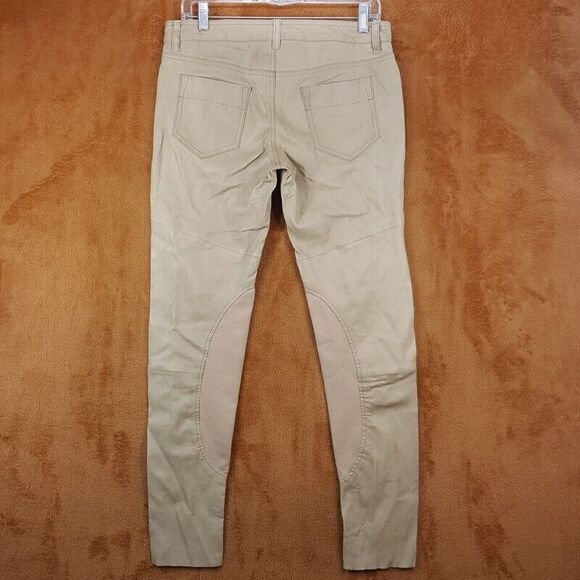 YIGAL AZROUEL Womens Pants Size 4 Tan Skinny 100% Leather Riding Equestrian - Picture 4 of 10
